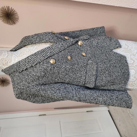 LKNW Express double breasted tweed houndstooth blazer jacket small - Picture 2 of 6